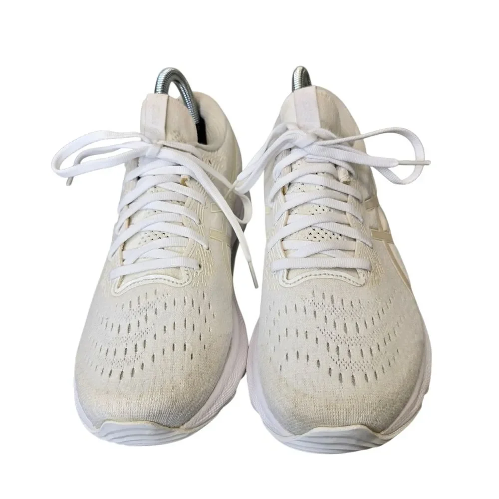 ASICS Women's 9 Gel-Nimbus 24 White Cream Running Shoes Sneakers